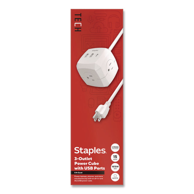 TECH 5 ft Extension Cord, 5 ft, 15 A, White