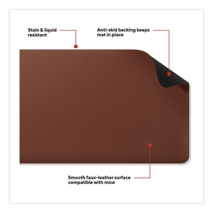 TECH Anti-Slip Faux Leather Desk Pad, 31.5 x 15.7, Brown