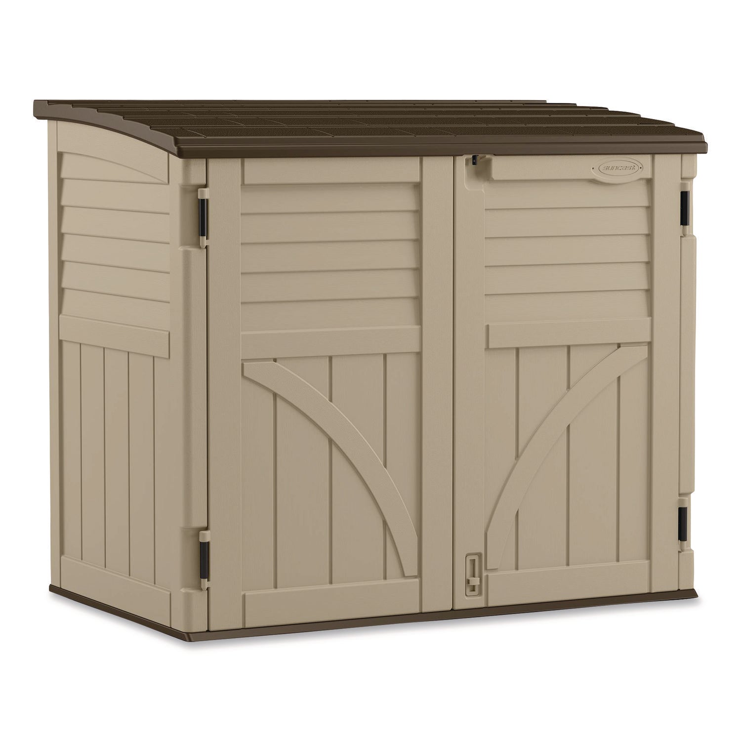 Horizontal Storage Shed, 4 ft 5" x 2 ft 8.5" x 3 ft 9.5", Sand/Slate