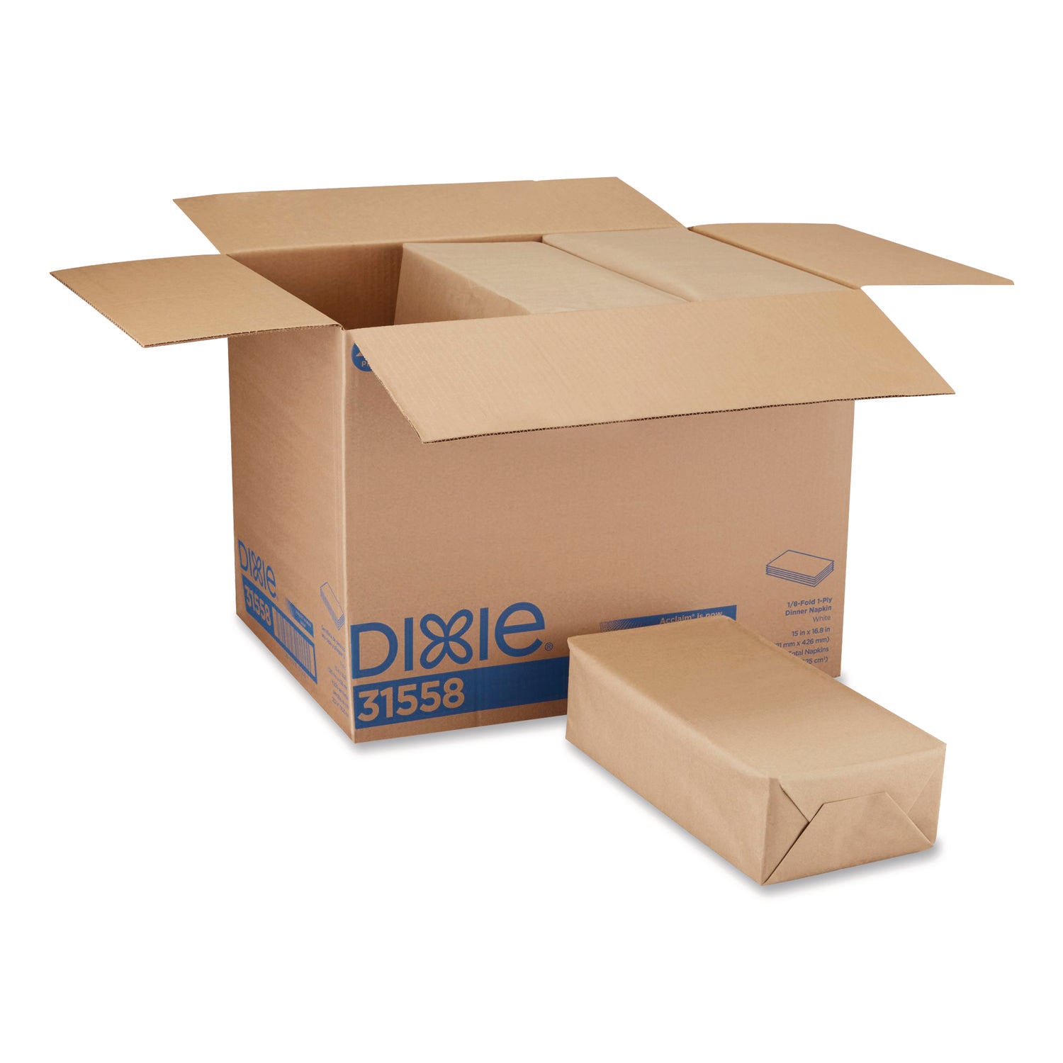 1/8-Fold Dinner Napkin, 1-Ply, 15 X 16.8, White, 350/pack, 12 Packs/carton