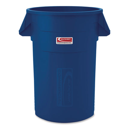 Injection Molded Utility Trash Can, 44 gal, Plastic/Resin, Blue