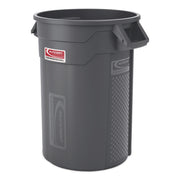 Injection Molded Utility Trash Can, 32 gal, Plastic/Resin, Gray