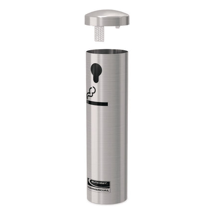 Smokers Ashtray Receptacle Attachment, Stainless Steel, Silver, Black