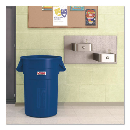 Injection Molded Utility Trash Can, 44 gal, Plastic/Resin, Blue