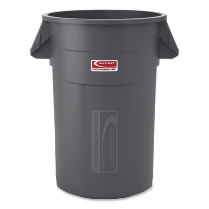 Injection Molded Utility Trash Can, 44 gal, Plastic/Resin, Gray