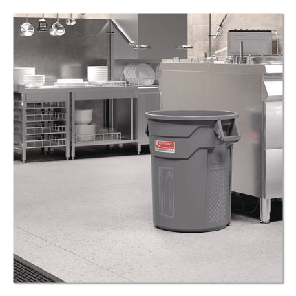 Injection Molded Utility Trash Can, 20 gal, Resin, Gray