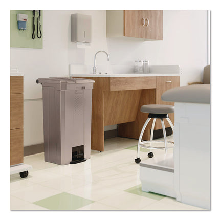 Step-On Trash Can, 23 gal, Resin, Platinum Metallic