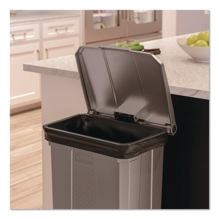 Step-On Trash Can, 23 gal, Resin, Platinum Metallic