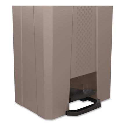 Step-On Trash Can, 23 gal, Resin, Platinum Metallic