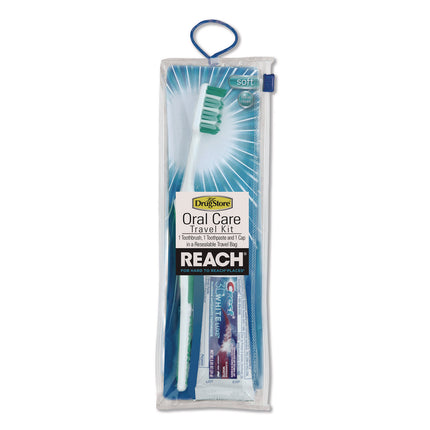 Oral Care Kit. Toothbrush/Toothpaste in Resealable Pouch, 4/Box