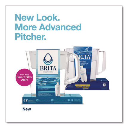 Small 6-Cup Water Filter Pitcher with 1 Standard Filter, Denali, White, 2/Carton