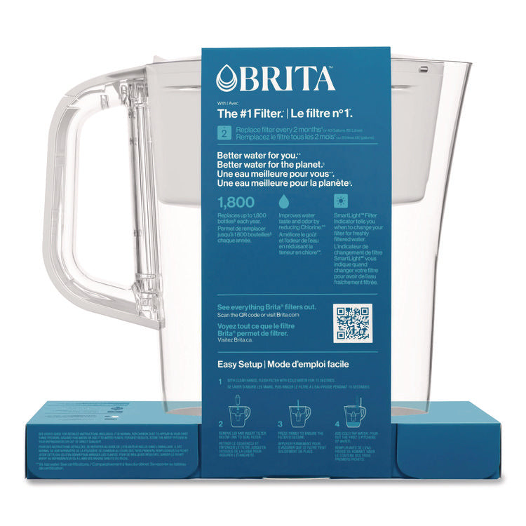 Small 6-Cup Water Filter Pitcher with 1 Standard Filter, Denali, White, 2/Carton