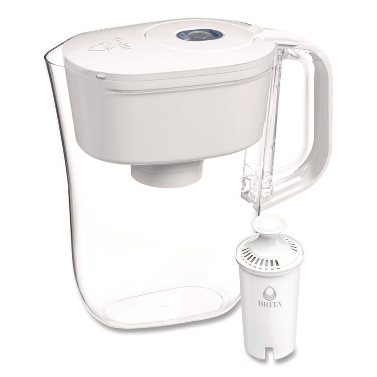 Small 6-Cup Water Filter Pitcher with 1 Standard Filter, Denali, White, 2/Carton