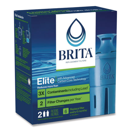 Elite Replacement Water Filters for Pitcher and Dispensers, 2 Filters/Box, 12 Boxes/Carton