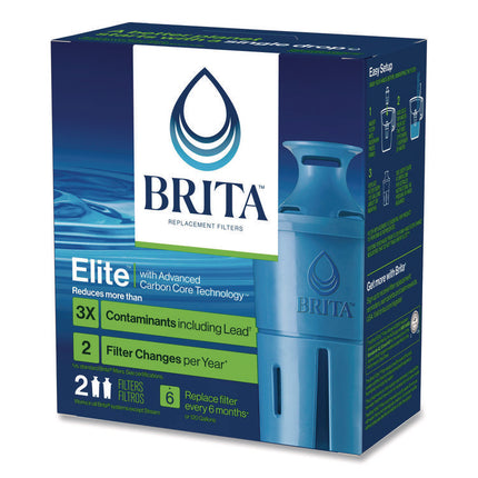 Elite Replacement Water Filters for Pitcher and Dispensers, 2 Filters/Box, 12 Boxes/Carton