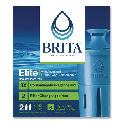 Elite Replacement Water Filters for Pitcher and Dispensers, 2 Filters/Box, 12 Boxes/Carton