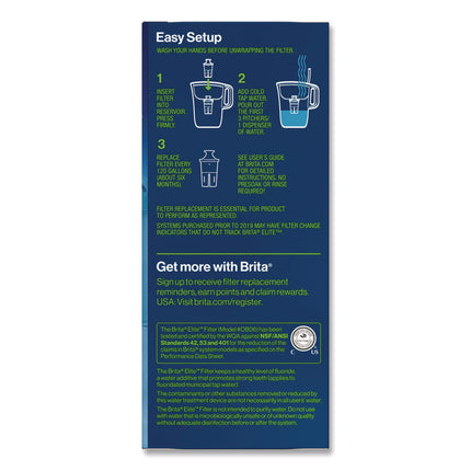 Elite Replacement Water Filters for Pitcher and Dispensers, 2 Filters/Box, 12 Boxes/Carton