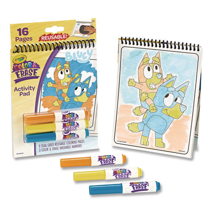 Bluey Color and Erase Reusable Activity Pad, (16) Coloring Pages, (3) Bluey Collection Markers