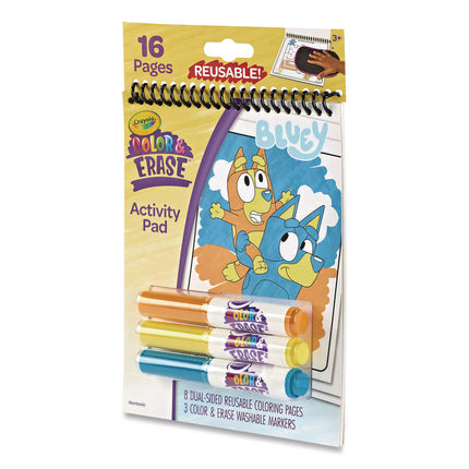 Bluey Color and Erase Reusable Activity Pad, (16) Coloring Pages, (3) Bluey Collection Markers
