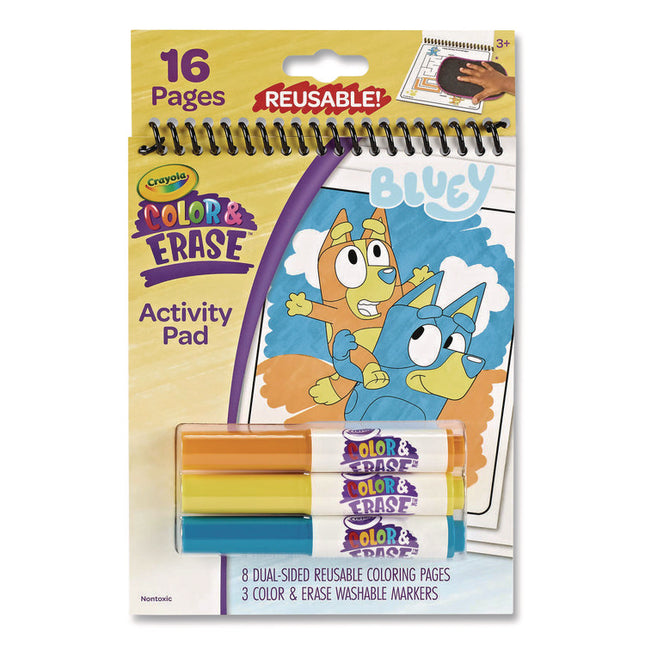 Bluey Color and Erase Reusable Activity Pad, (16) Coloring Pages, (3) Bluey Collection Markers