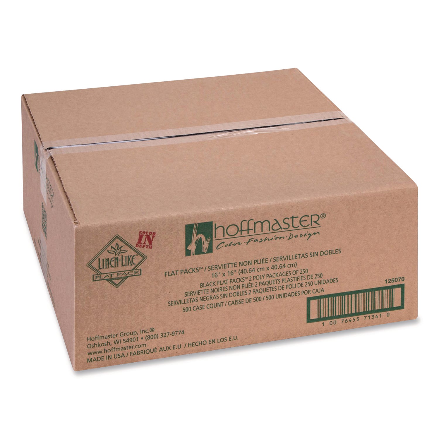 Airlaid Flat Pack Napkins, 16 x 16,  Black, 500/Carton