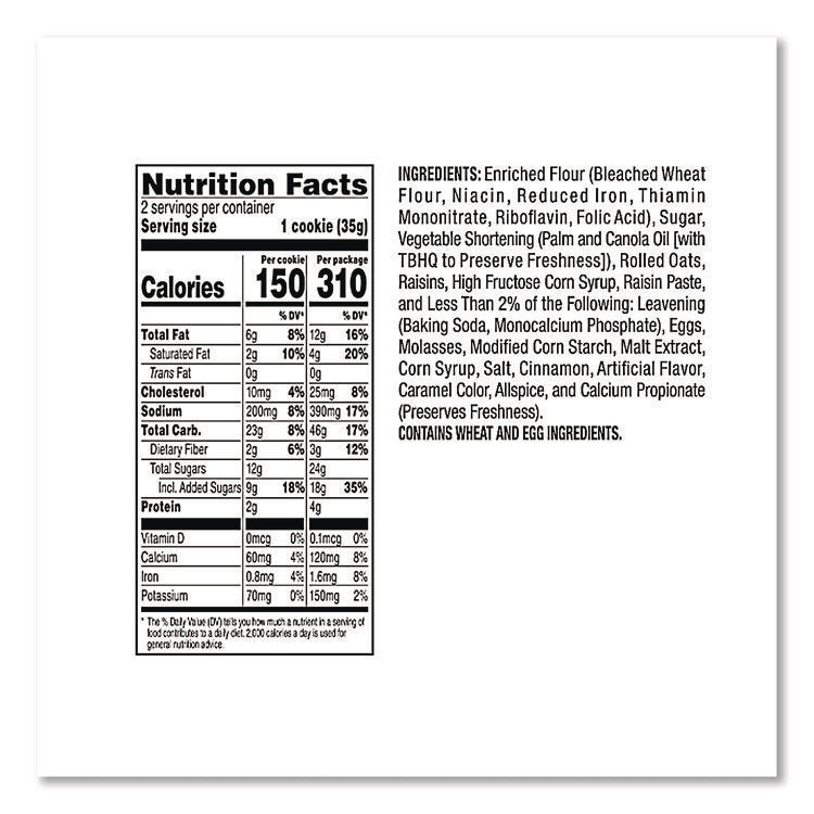 Cookies - Single Serve, Oatmeal Raisin, 2.5 oz Packet, 60/Carton