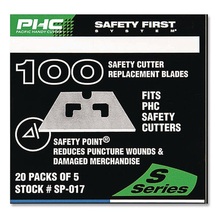 Blunt Tip Utility Knife Safety Blades, 0.75" X 2.25", 5/pack, 20 Packs/box