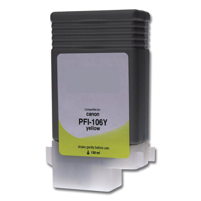 Compatible Yellow Ink, Replacement for PFI-106 (6624B001AA), 130 mL