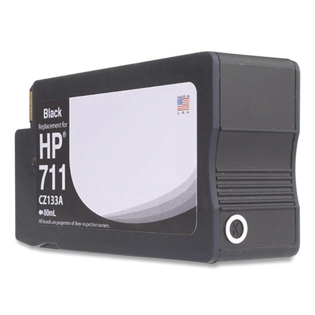 Remanufactured Black Ink, Replacement for 711 (CZ133A), 80 mL