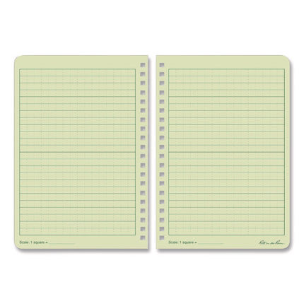 All-Weather Wire-O Notebook, 1-Subject, Universal: Narrow Rule and Quadrille Rule, Dark Green Cover, (32) 7 x 4.63 Sheets