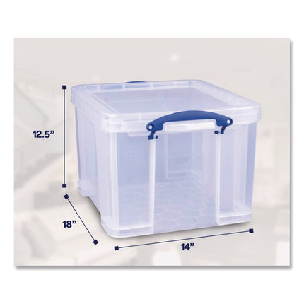 Snap-Lid Storage Bin, 8.45 Gal, 14" X 18" X 12.25", Clear/blue, 3/pack