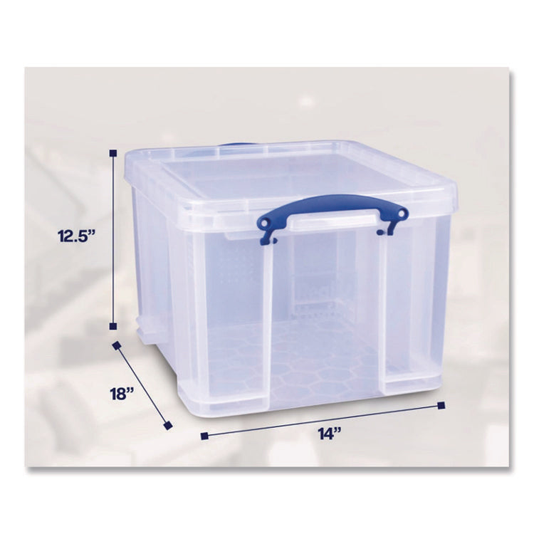 Snap-Lid Storage Bin, 8.45 Gal, 14" X 18" X 12.25", Clear/blue, 3/pack