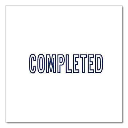 Pre-Inked Message Stamp, Completed, 1.63" X 0.38", Blue Ink