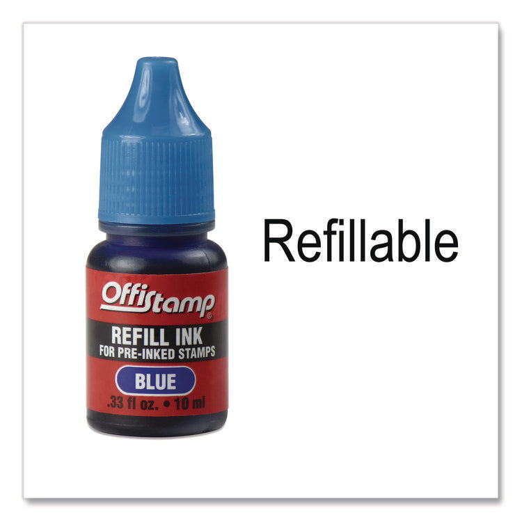 Pre-Inked Message Stamp, Completed, 1.63" X 0.38", Blue Ink