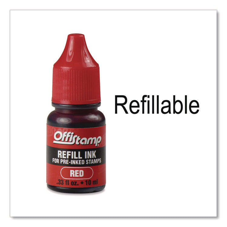 Pre-Inked Message Stamp With Blank Date Box, Entered, 1.63" X 0.38", Red Ink