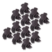 Polyester/cotton Jersey Gloves, Men's, Brown, 12 Pairs