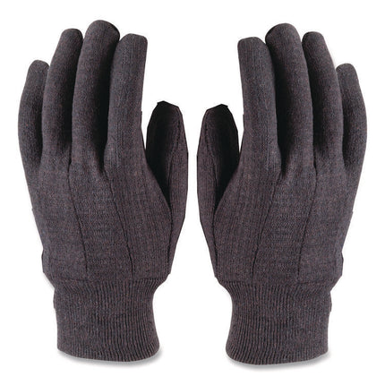 Polyester/cotton Jersey Gloves, Men's, Brown, 12 Pairs
