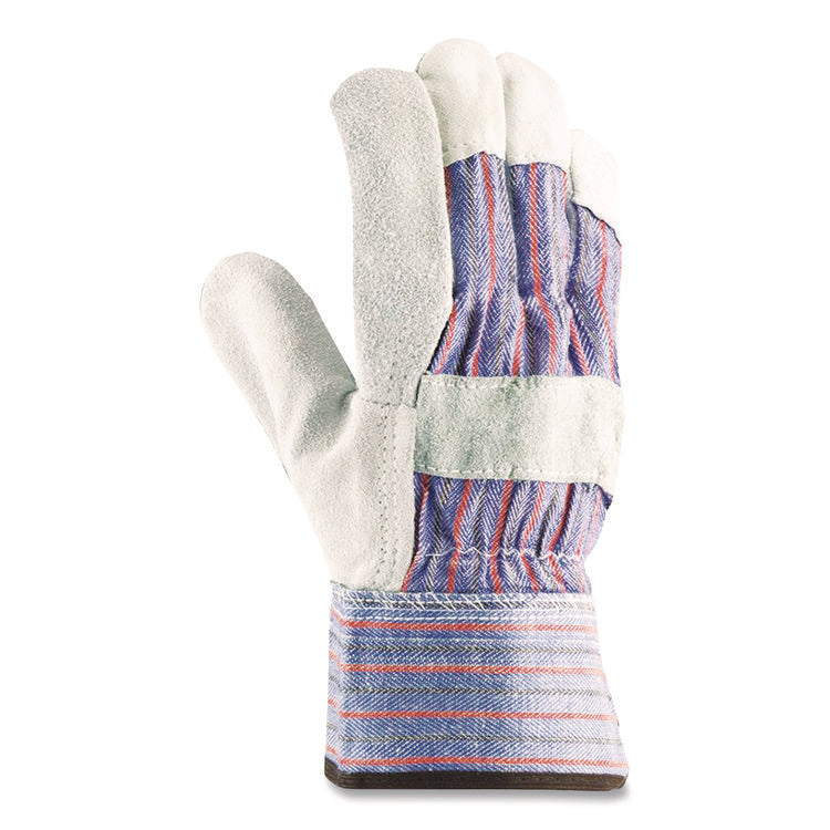 Shoulder Split Cowhide Leather Palm Gloves, B/c Grade, X-Large, Blue/gray, 12 Pairs