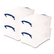 Snap-Lid Storage Bin, 2.37 Gal, 10.25" X 14.5" X 6.25", Clear/blue, 4/pack