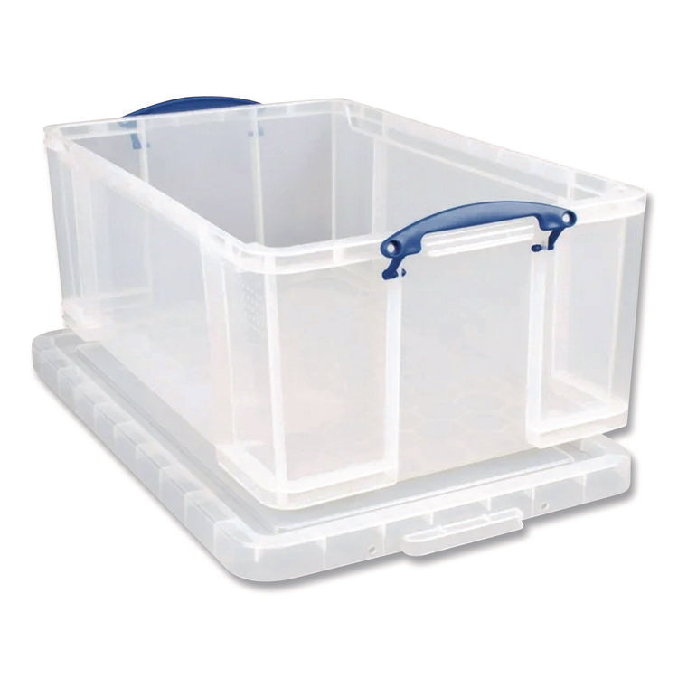 Snap-Lid Storage Bin, 2.37 Gal, 10.25" X 14.5" X 6.25", Clear/blue, 4/pack