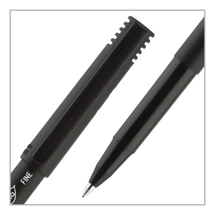 ONYX Rollerball Pen, Stick, Fine 0.7 mm, Black Ink, Black Barrel, Dozen