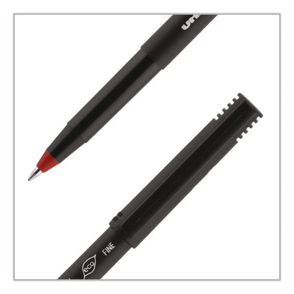 ONYX Rollerball Pen, Stick, Fine 0.7 mm, Red Ink, Black/Red Barrel, Dozen