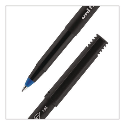 ONYX Rollerball Pen, Stick, Fine 0.7 mm, Blue Ink, Black/Blue Barrel, Dozen