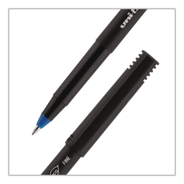 ONYX Rollerball Pen, Stick, Fine 0.7 mm, Blue Ink, Black/Blue Barrel, Dozen