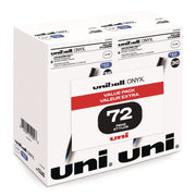 ONYX Rollerball Pen, Stick, Fine 0.7 mm, Blue Ink, Black/Blue Barrel, 72/Pack