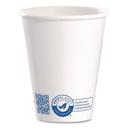 Recycled Content PCF Paper Hot Cups, ProPlanet Seal, 8 oz, White, 50/Pack