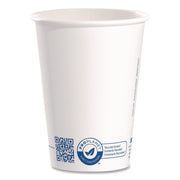 Recycled Content PCF Paper Hot Cups, ProPlanet Seal, 12 oz, White, 50/Pack