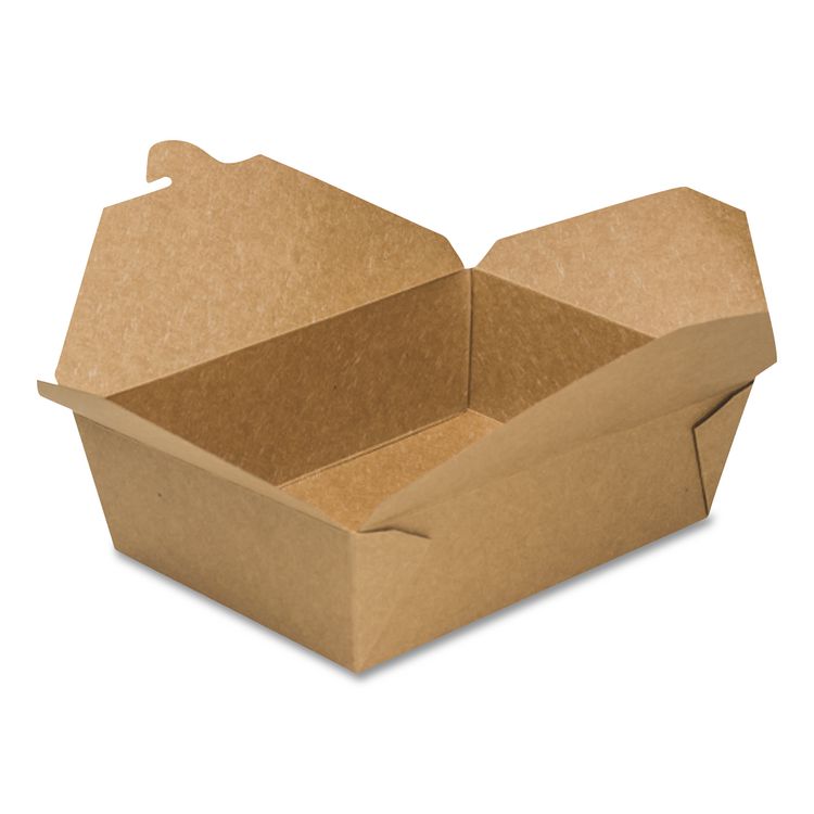 Reclosable Kraft Take-Out Box, 76 oz, Brown, Paper, 200/Carton