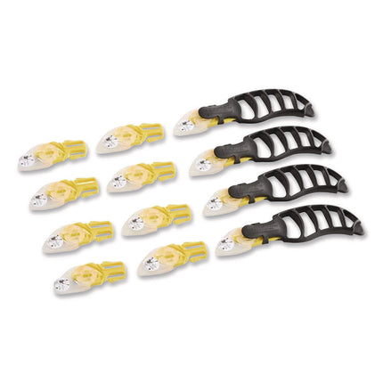 X-Trasafe Cartridge Knife Kit, Four Assembled Knives, 8 Replacement Blade Cartridges, Yellow