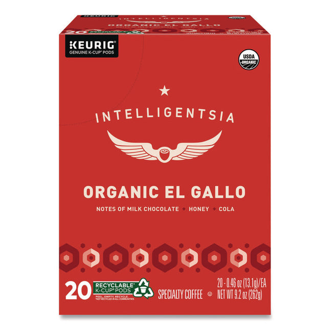 El Gallo Organic Coffee K-Cups, Light Roast, 20/Box